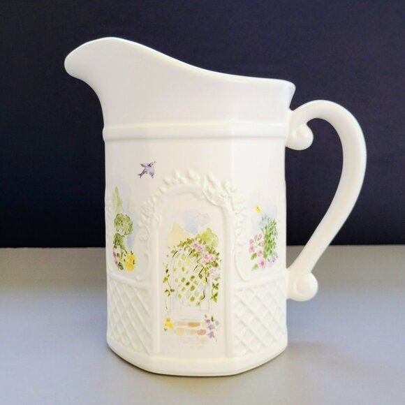 Pfaltzgraff Other - Vintage Pfaltzgraff Cape May Pitcher Sculptured Shabby Chic Floral Garden USA